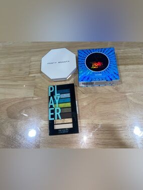 Fenty Beauty White Compact + Revlon Play Eyeshadow Palette (Blue/Green Shades)